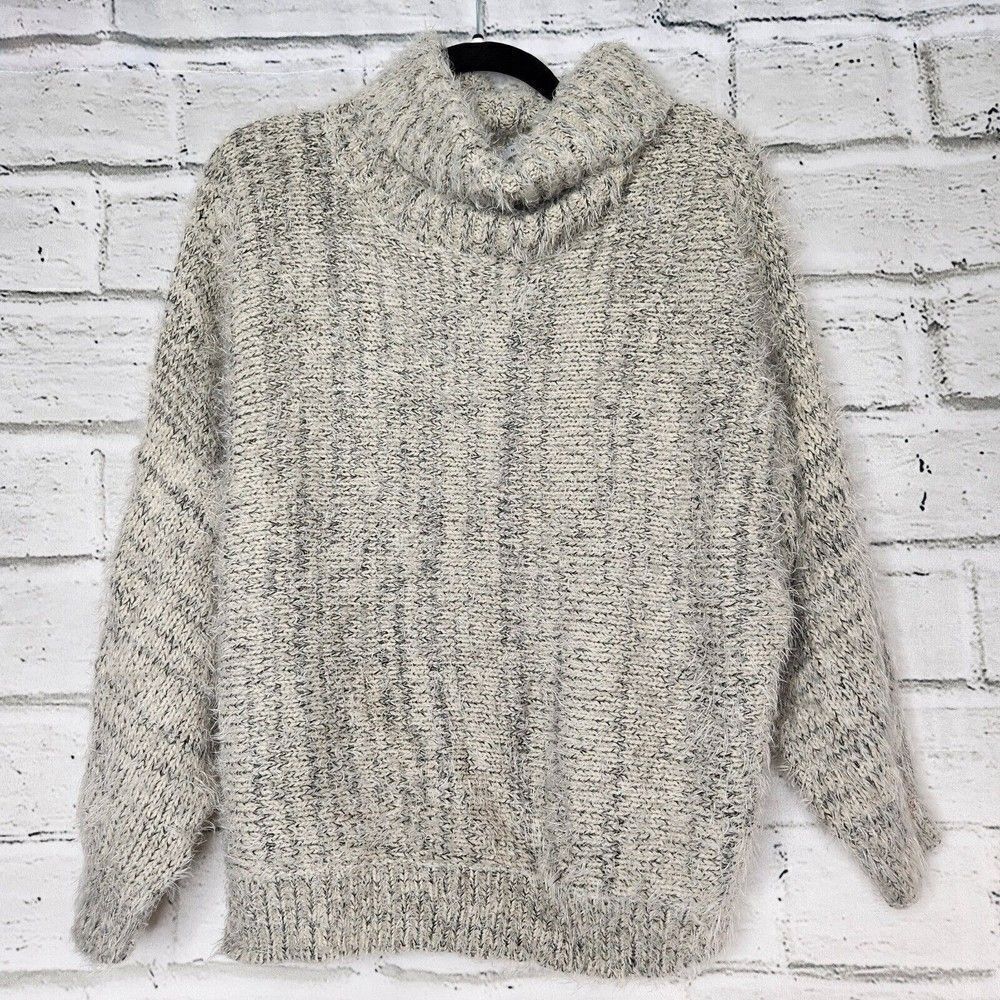 Kaffe Lydia Pullover Gray Black Speckled Women's Soft Turtleneck Sweater Medium